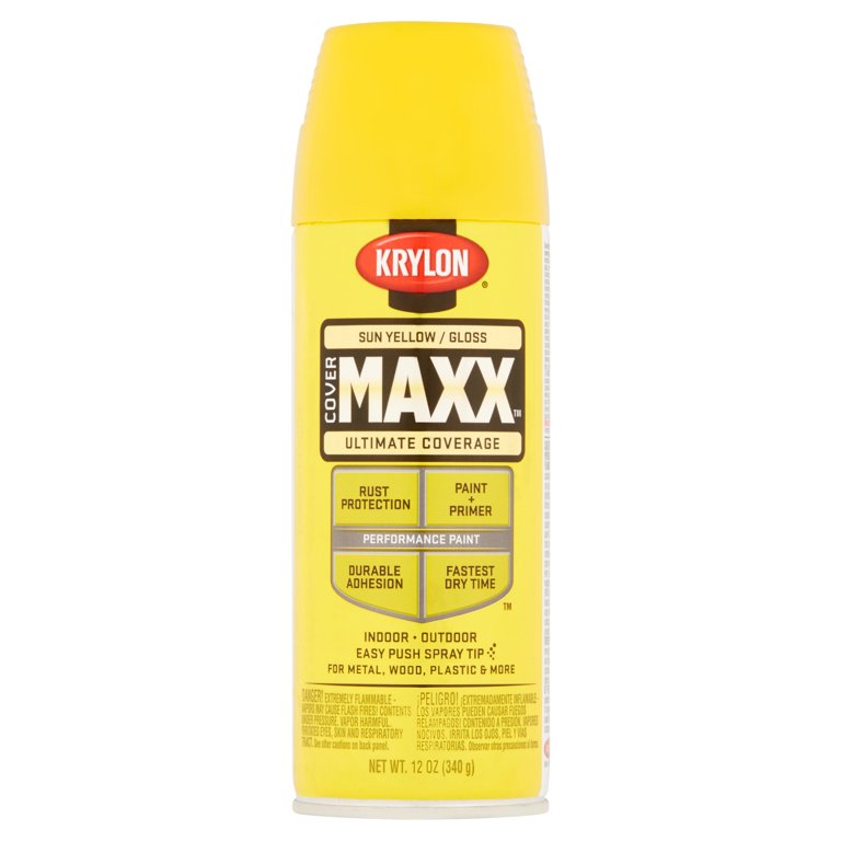 Krylon COVERMAXX Spray Paint, Gloss, Sun Yellow, 12 oz. 