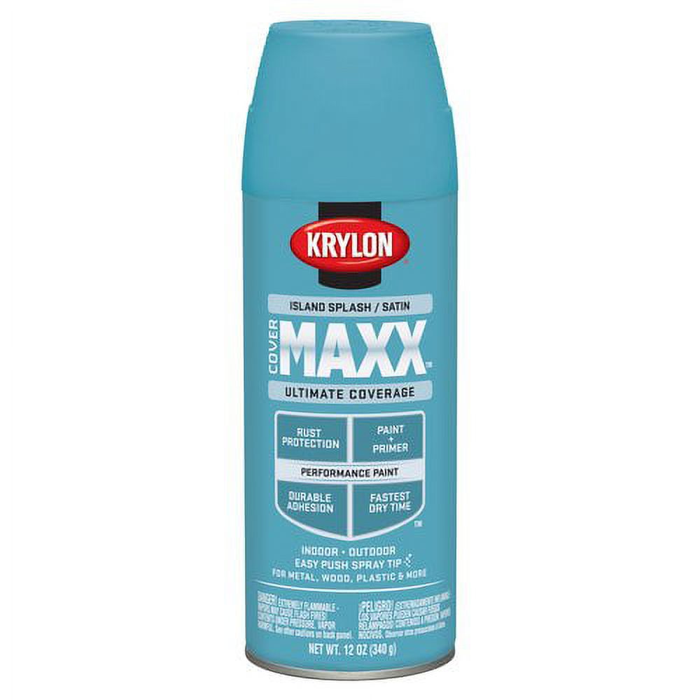 Krylon COVERMAXX Spray Paint, Satin, Island Splash, 12 oz.