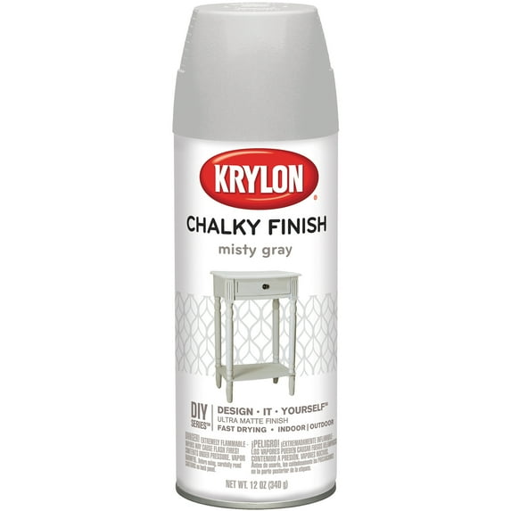 Krylon Chalky Finish Aerosol Spray Paint 12oz Misty Gray
