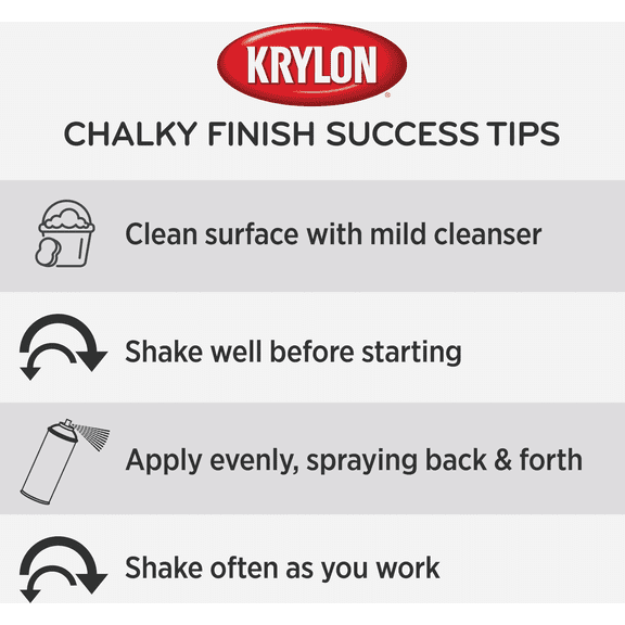 Krylon Paint Supply - Krylon Chalky Finish Chalk Spray Paint - Pack of 24 Interior & Exterior Use, Professional Finish