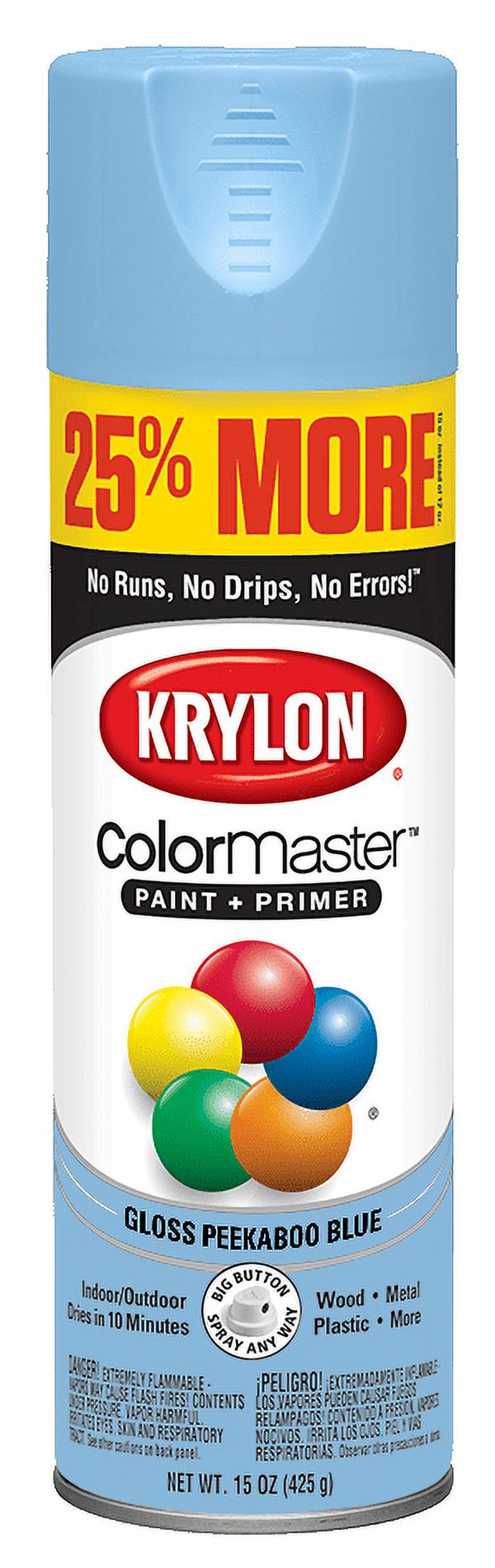 Krylon ColorMaster Paint + Primer Spray Paint Bonus, Gloss, Peekaboo