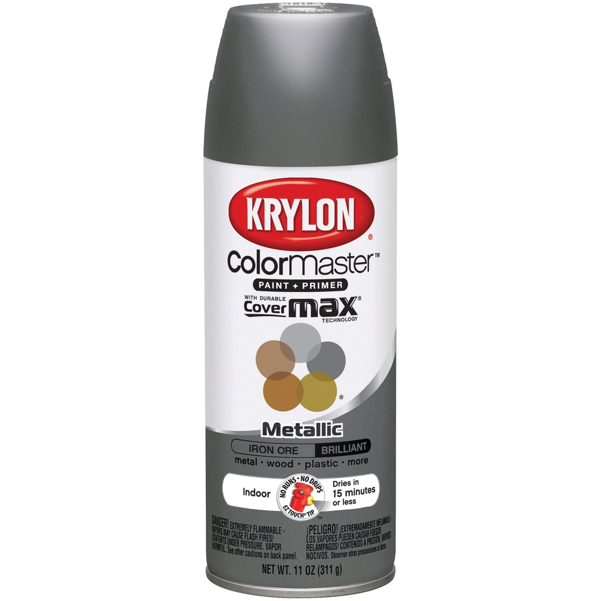 Krylon Colormaster "Iron Ore" Metallic, Indoor/Outdoor Aerosol Paint 12 Ounce