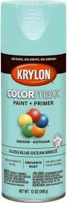 Krylon Diversified Brands K05506007 COLORmaxx Spray Paint + Primer, Gloss Blue Ocean Breeze, 12-oz. - Quantity 6