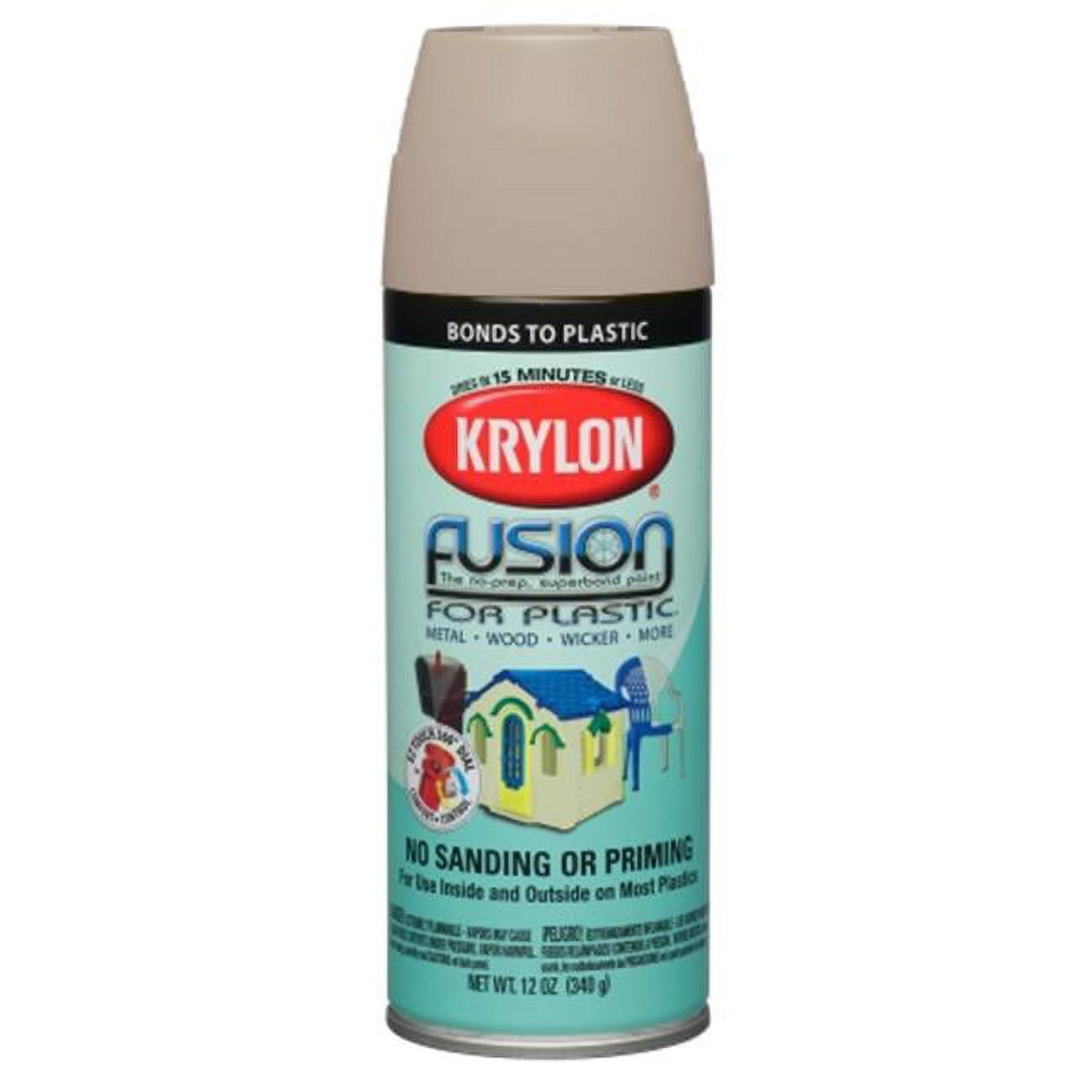 Krylon Division 12 Oz Satin Almond Fusion For Plastic Spray Paint 2437