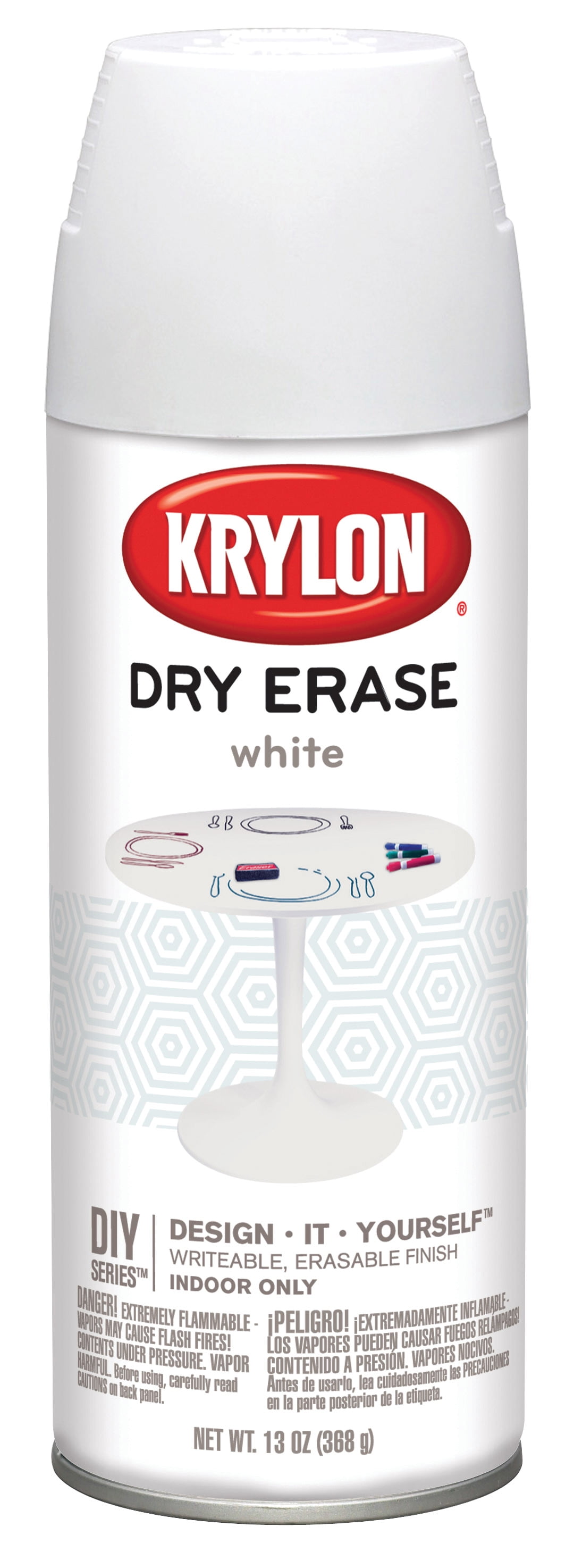 Krylon Dry Erase Spray Paint, 12 oz., White