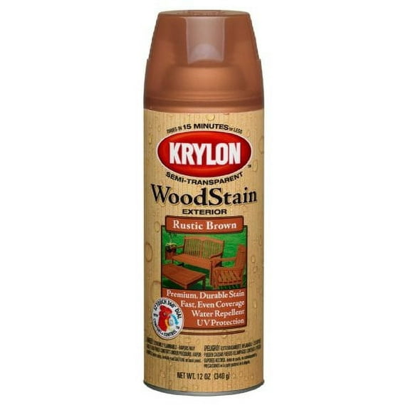 Krylon Exterior Semi-Transparent Wood Stain Spray, 12 oz