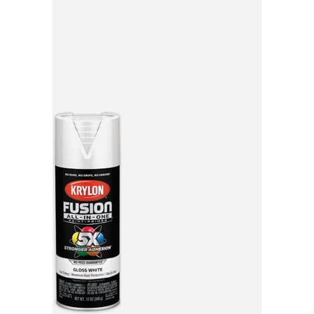 Krylon Fusion All-In-One Adhesive Spray Paint for Indoor/Outdoor Use, 12 oz, White