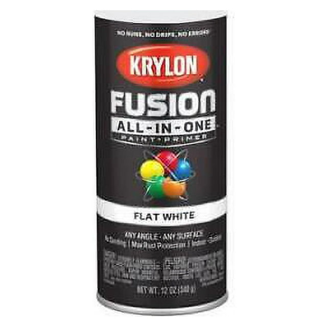 Krylon Fusion AllInOne Flat White Paint + Primer Spray Paint 12 oz