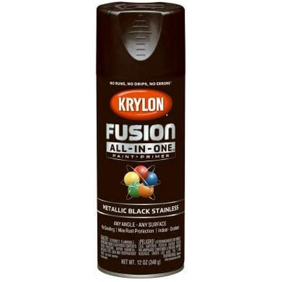 Krylon Fusion All-In-One Spray Paint - Metallic Black Stainless, Paint + Primer - 12 oz