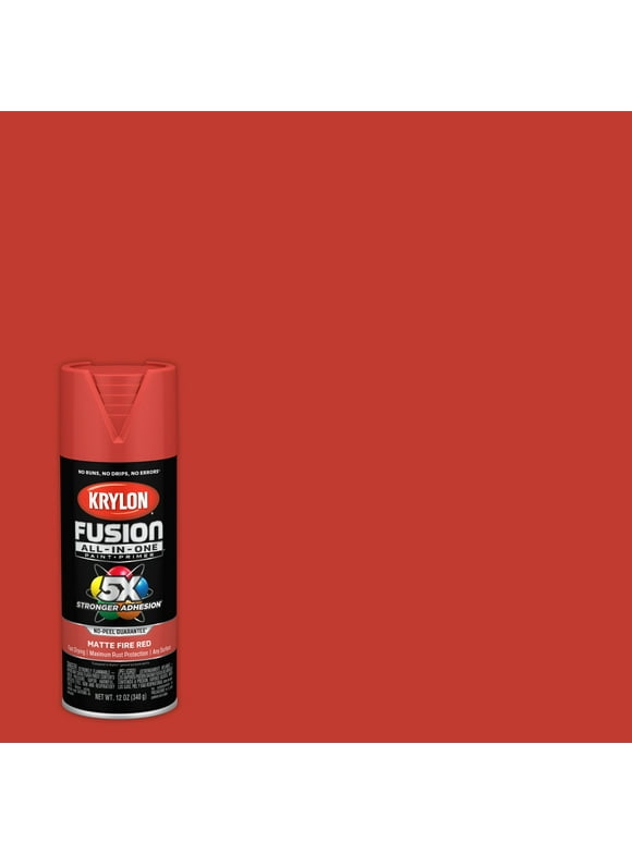 Krylon Fusion All-In-One Spray Paint, Matte, Fire Red, 12 oz.