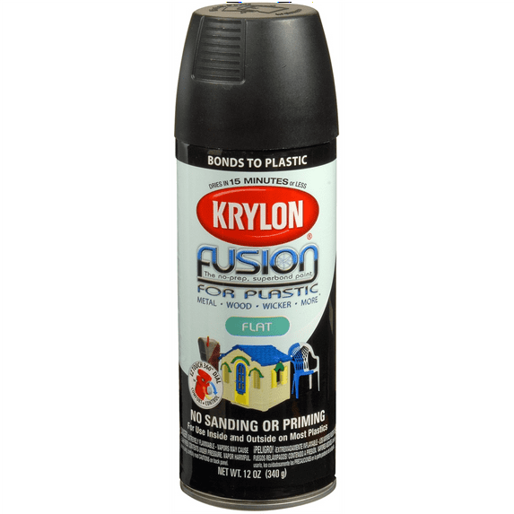 Krylon Fusion For Plastic Flat Black 12 oz.