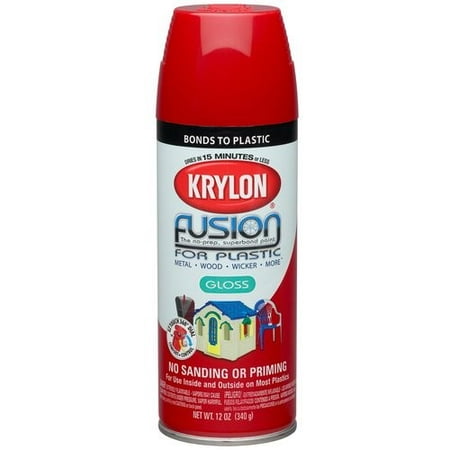 Krylon Fusion for Plastic Spray Paint, Gloss, Red Pepper, 12 oz.