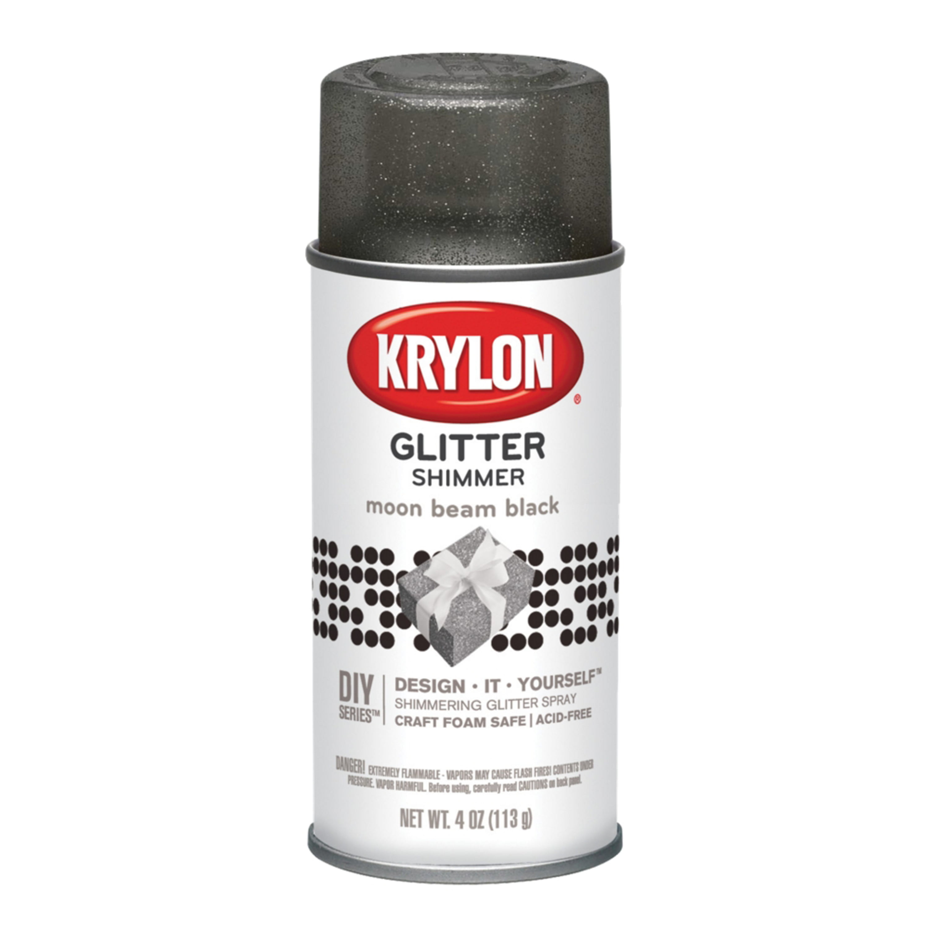 Krylon I00410000 Moon Beam Black Glitter Shimmer Spray, 4 Ounces