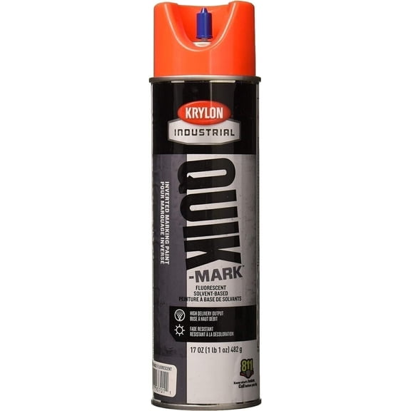 Krylon Industrial Quik-Mark WB Inverted Marking Paint Flourescent Orange 12 Pack