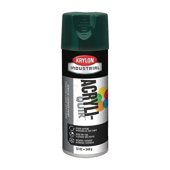 Krylon Industrial Spray Paint, Hunter Green, Gloss, Solvent, 12 oz K02001A07