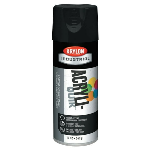 Krylon Interior/Exterior Industrial Maintenance Paint, 12 Oz Aerosol Can, Semi-Flat Black