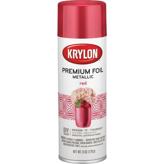 Krylon K01080000 Premium Foil Metallic Spray Paint, Red, 8 oz.