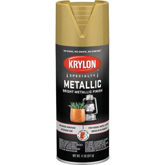 Krylon Metallic Spray Paint - Durable, Bright, Fast Drying - 1 Count, Gold  Interior & Exterior Use, Professional Finish