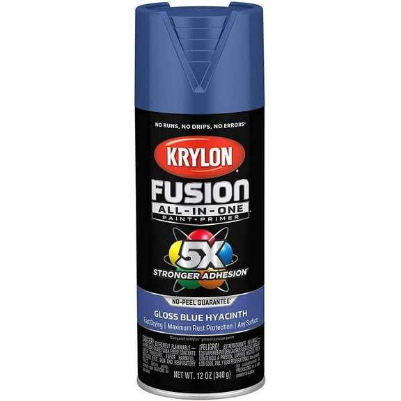 Krylon K02703007 Fusion All-In-One Spray Paint for Indoor/Outdoor Use, Gloss Blue Hyacinth