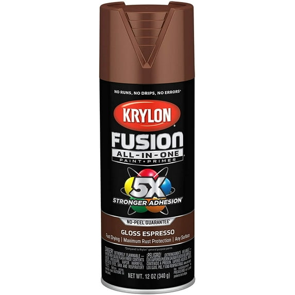 Krylon K02707007 Fusion All-In-One Spray Paint for Indoor/Outdoor Use, Gloss Espresso Brown
