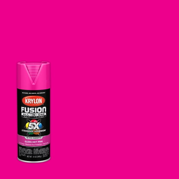 Krylon K02708007 Fusion All-In-One, Gloss, Hot Pink, 12 oz, Spray Paint, Multi-Surface, (1 Piece, 1 Pack)