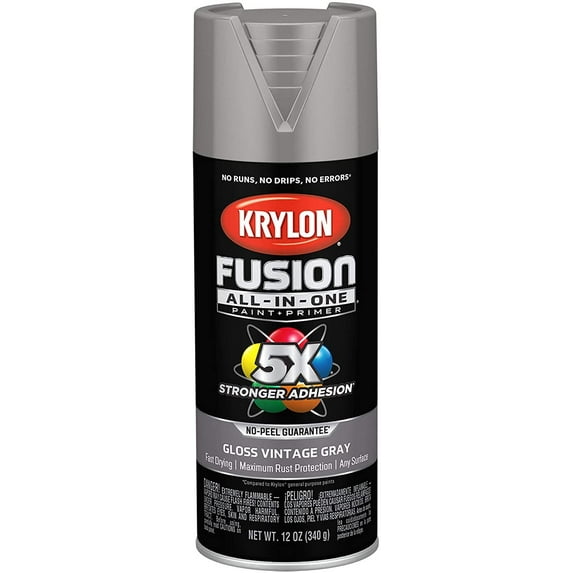 Krylon K02726007 Fusion All-In-One Spray Paint for Indoor/Outdoor Use, Gloss Vintage Gray