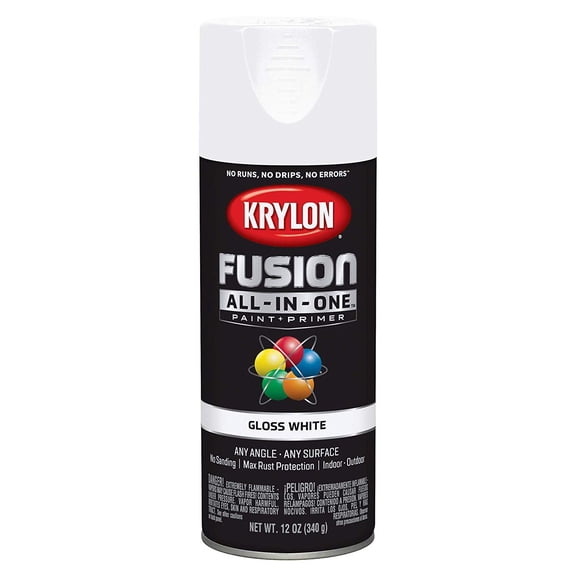 Krylon K02727007 Fusion All-in-One Spray Paint + Primer, Gloss White, 12 Oz, Each