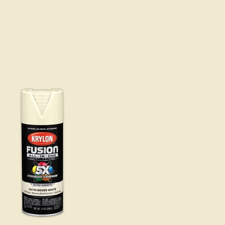 Krylon Fusion All-In-One, Satin, Dover White, 12 oz