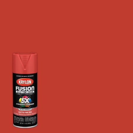 Krylon Fusion All-In-One Spray Paint, Matte, Fire Red, 12 oz.