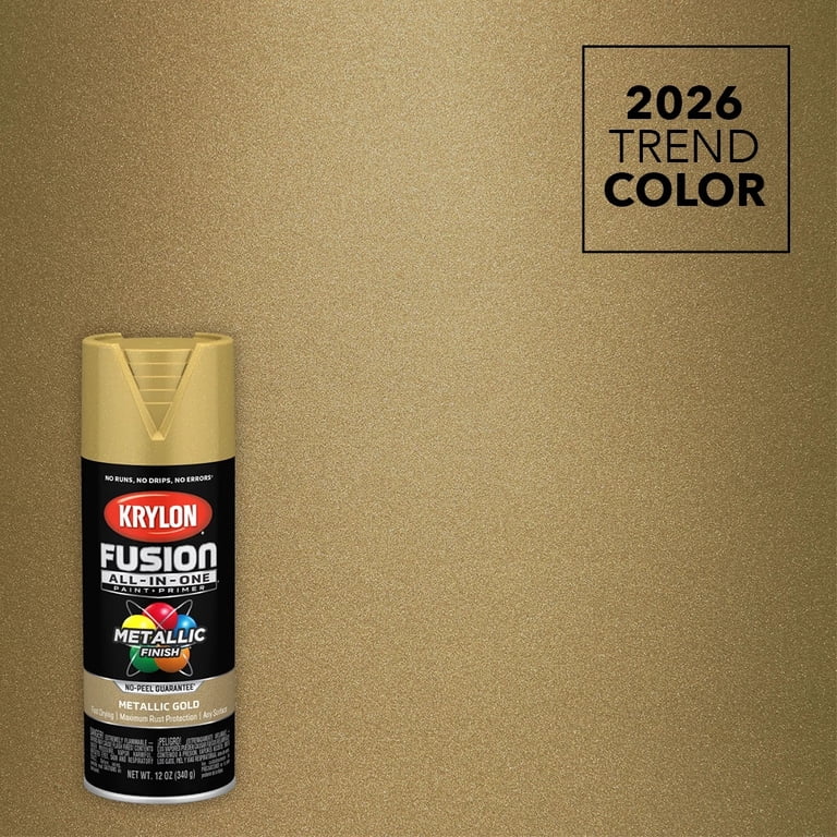Krylon K02770007 Fusion All-In-One Metallic, Metallic, Gold, 12 oz