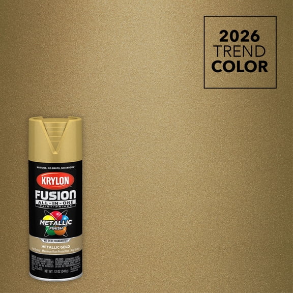 Krylon Fusion All-In-One Metallic, Metallic, Gold, 12 oz