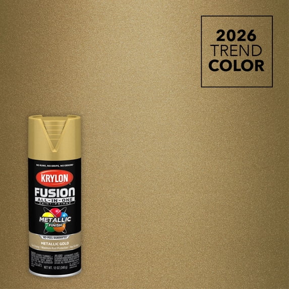 Krylon Fusion All-In-One Metallic, Metallic, Gold, 12 oz