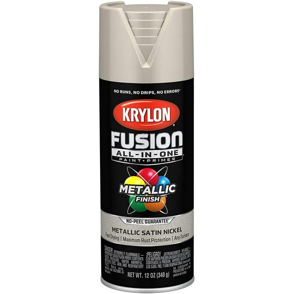 Krylon K02772007 Fusion All-In-One Spray Paint for Indoor/Outdoor Use, Metallic Satin Nickel