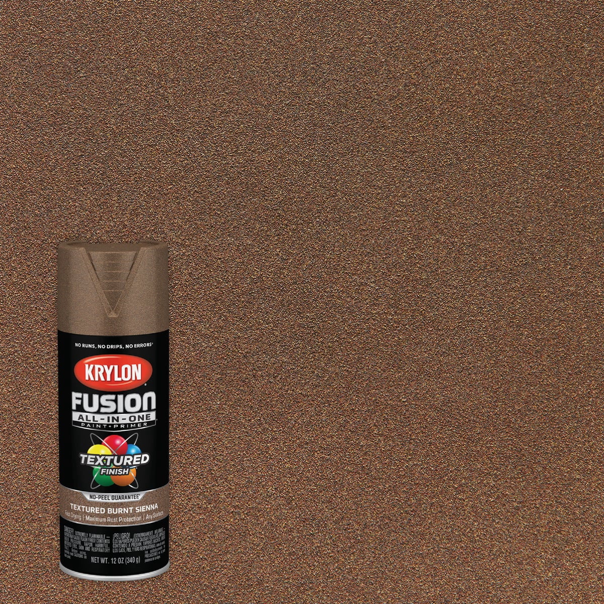 Krylon K02777007 Fusion All-In-One Spray Paint for Indoor/Outdoor Use, Textured Burnt Sienna Brown