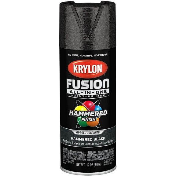 Krylon Fusion All-In-One Spray Paint - Hammered Finish, Quick Drying - 12 oz, Black