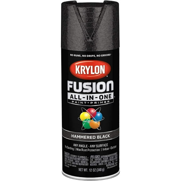Krylon K02782007 Fusion All-in-One Spray Paint for Indoor/Outdoor Use, Hammered Black, 6-Pack