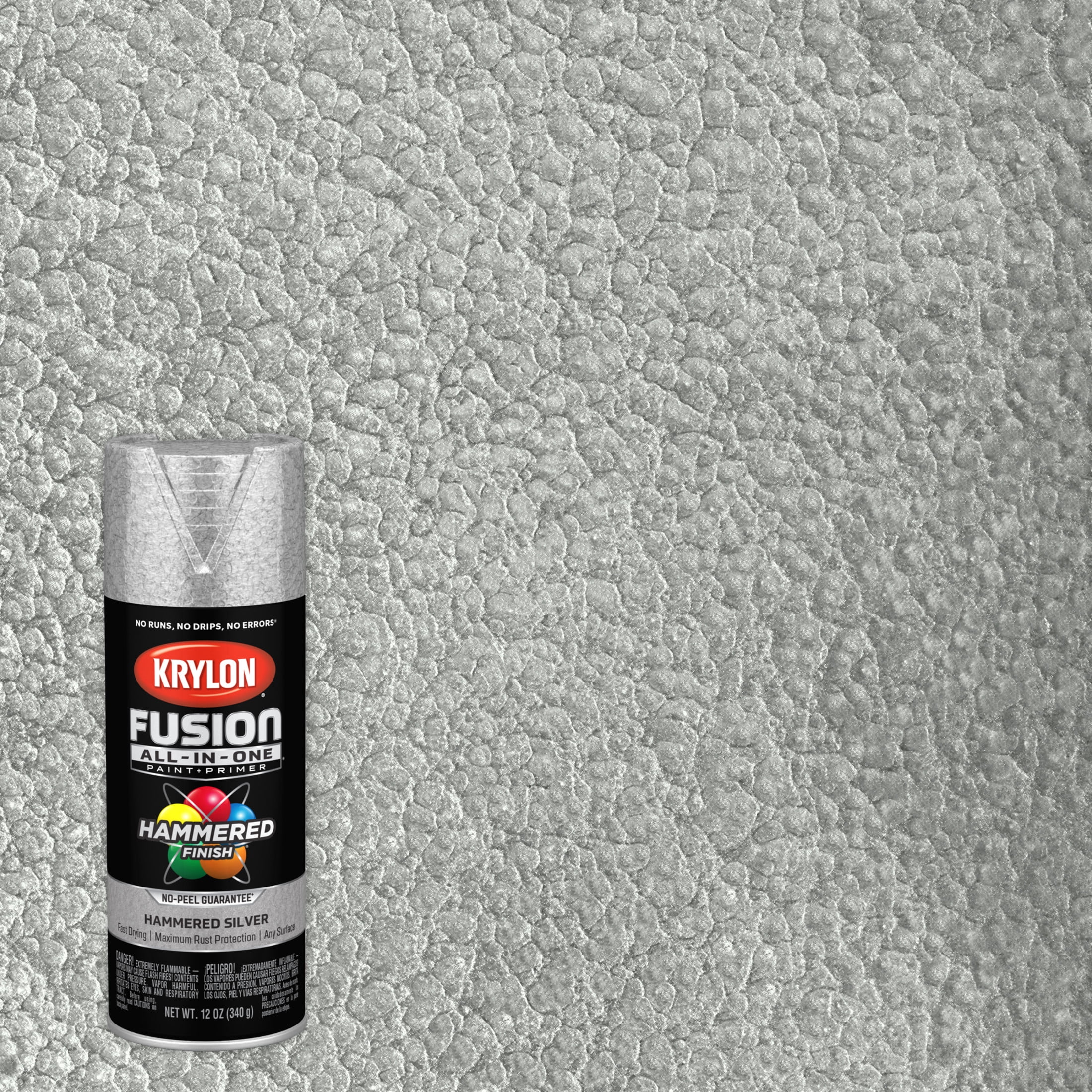 Krylon Fusion All-In-One Hammered, Silver, 12 oz