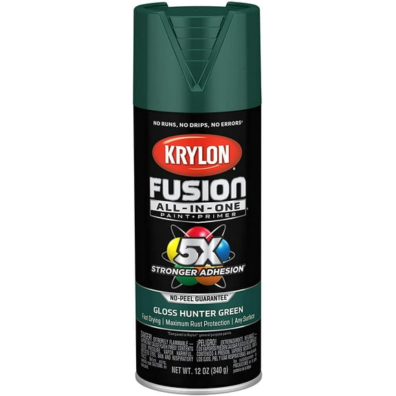 Krylon Fusion All-In-One Spray Paint - Durable, Indoor/Outdoor Use - 12 oz, Gloss Hunter Green