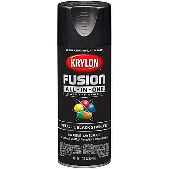 Krylon K02790007 Fusion All-In-One Spray Paint for Indoor/Outdoor Use, Metallic Black Stainless, 6-Pack