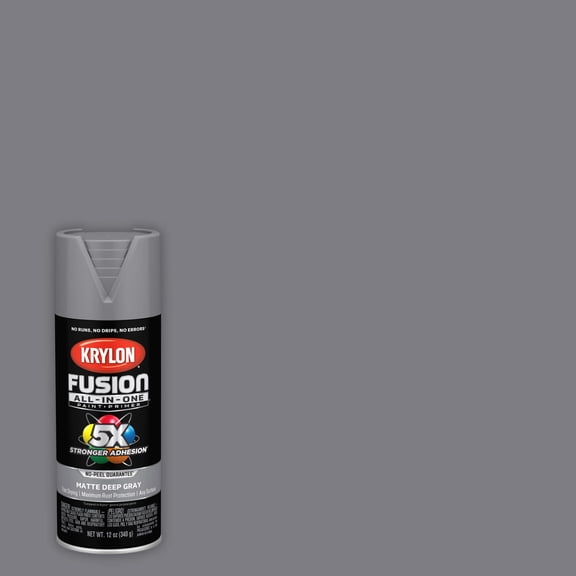 Krylon K02914007 Krylon Fusion All-In-One Deep Gray Matte 12 oz. Spray Paint, Multi-Surface, (1 Piece, 1 Pack)