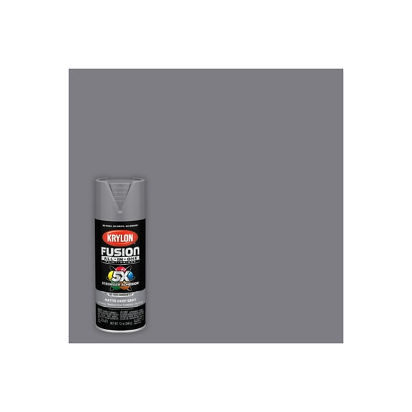 Krylon K02914007 Krylon Fusion All-In-One Deep Gray Matte 12 oz. Spray Paint, Multi-Surface, (1 Piece, 1 Pack)