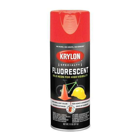 Krylon Fluorescent Spray Paint, Flat, Red Orange, 11 oz.
