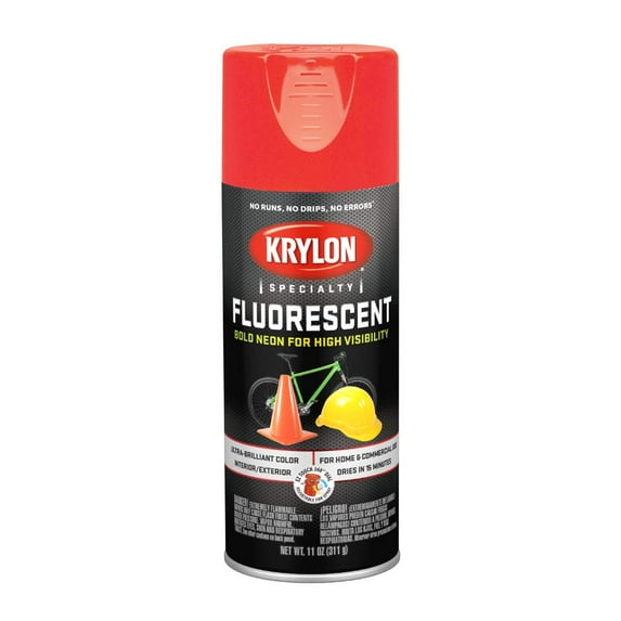 Krylon Fluorescent Spray Paint, Flat, Red Orange, 11 oz.