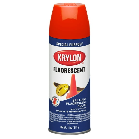 Krylon K03101777 Krylon Fluorescent Paint Red Orange Gloss 11 oz. Spray Paint, Multi-Surface, (1 Piece, 1 Pack)