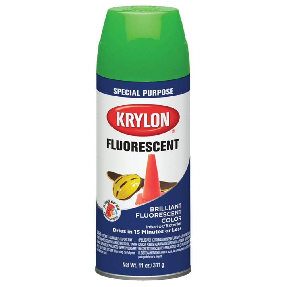 Krylon K03106888 Fluorescent Spray Paint, Green, 11 Oz, Each