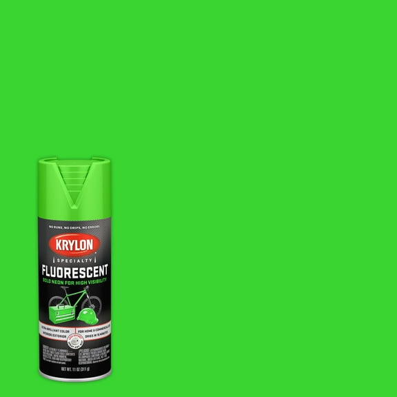 Krylon K03106888 Krylon Fluorescent Paint Green Gloss 11 oz. Spray Paint, Multi-Surface, (1 Piece, 1 Pack)