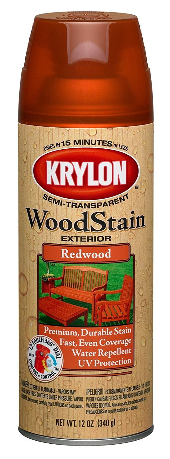 Krylon K03604000 Exterior SemiTransparent Wood Stain, Redwood, 12 Ounce