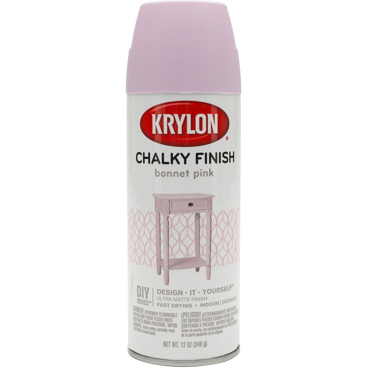 Krylon 4116 Chalky Finish Paint, Bonnet Pink, 12 oz, Aerosol Can