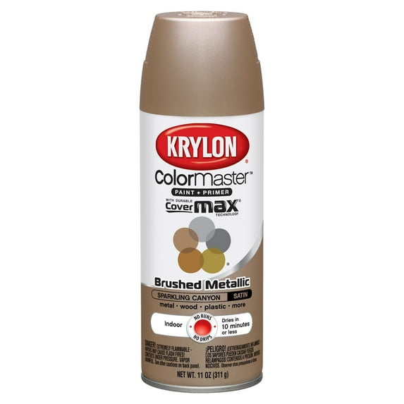 Krylon ColorMaster Paint + Primer Brushed Metallic Satin - Durable - 11 oz Sparkling Canyon