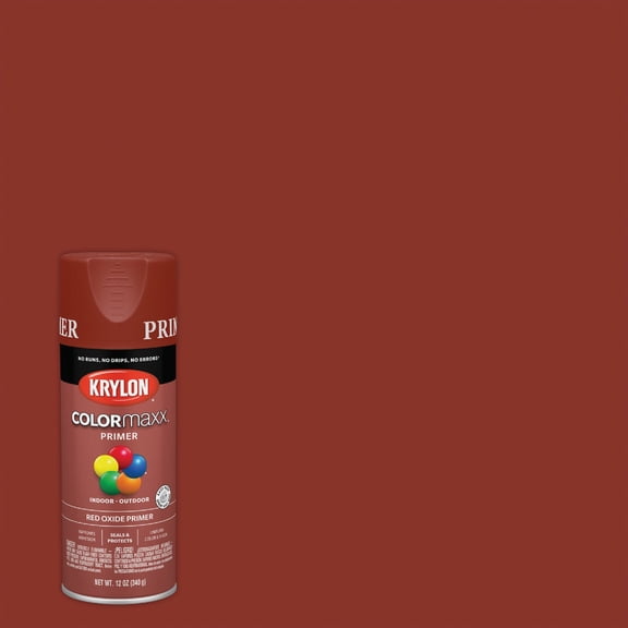 Krylon K05131707 ColorMaster Paint + Primer, Ultra Flat Primer, Red Oxide, 12 oz.